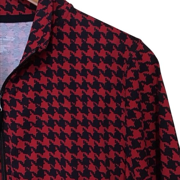 Kim Rogers Full Zip Red Black Houndstooth Jacket 1X - Picture 2 of 8